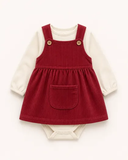 Berry Cord Pinafore Set