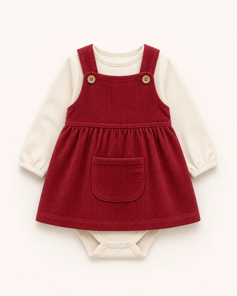 Berry Cord Pinafore Set