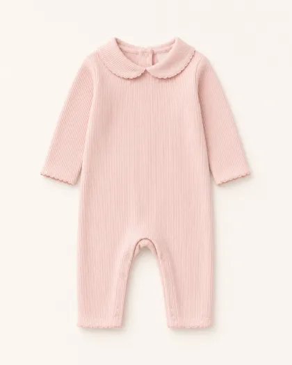 Blush Ribbed Collar Romper