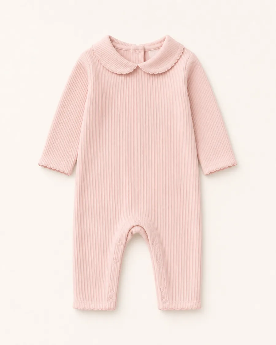 Blush Ribbed Collar Romper