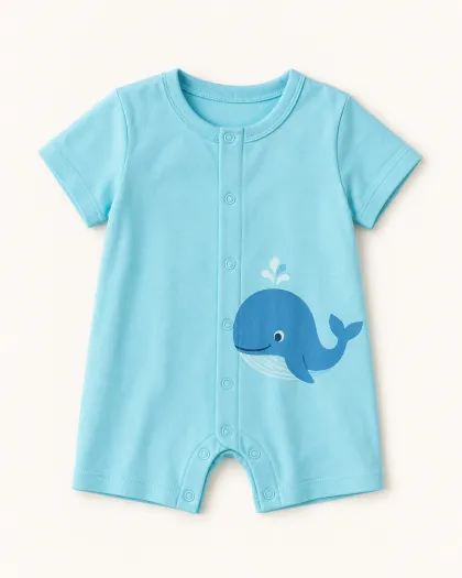 Happy Whale Cotton Romper