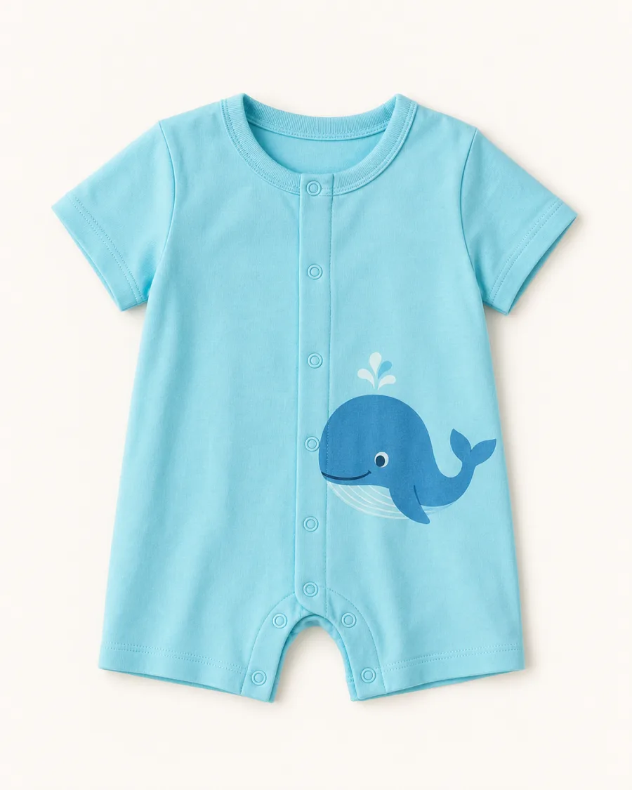 Happy Whale Cotton Romper